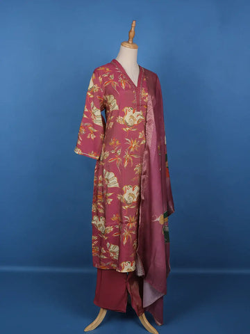 Pink Floral Designed Tissue Silk Salwar Suit - Diadem