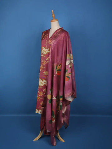 Pink Floral Designed Tissue Silk Salwar Suit - Diadem