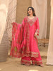 Pink Floral Embroidered Crepe Palazzo Salwar Suit - Diadem