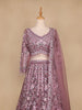 Pink Floral Embroidered Net Lehenga for Bridesmaids - Diadem