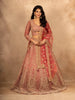 Pink Floral Embroidered Net Lehenga for Bridesmaids - Diadem