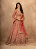 Pink Floral Embroidered Net Lehenga for Bridesmaids - Diadem