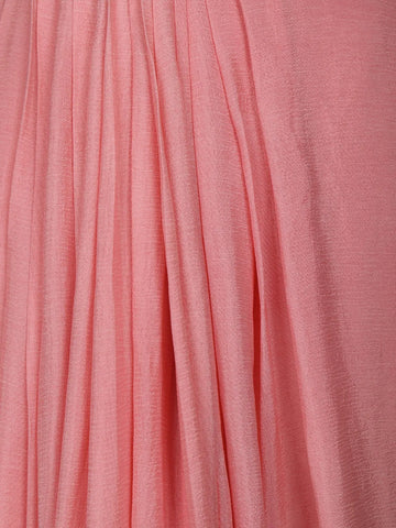 Pink Floral Embroidery Crepe Silk Ready To Wear Saree with Designer Blouse - Diadem