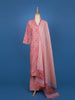 Pink Floral Printed Cotton Salwar Suit with Striped Dupatta - Diadem