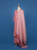 Pink Floral Printed Cotton Salwar Suit with Striped Dupatta - Diadem
