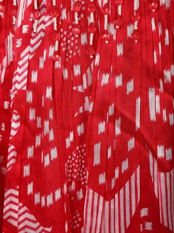 Pink Floral Printed Kaftan-style Crepe Salwar suit - Diadem