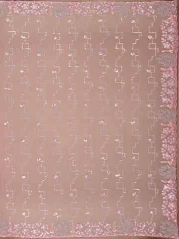 Pink Floral Sequin Embroidered Organza Designer Saree - Diadem