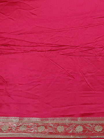 Pink Floral Weave and Stone Work Banarasi Silk Saree - Diadem