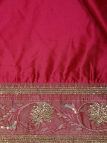 Pink Floral Weave and Stone Work Banarasi Silk Saree - Diadem