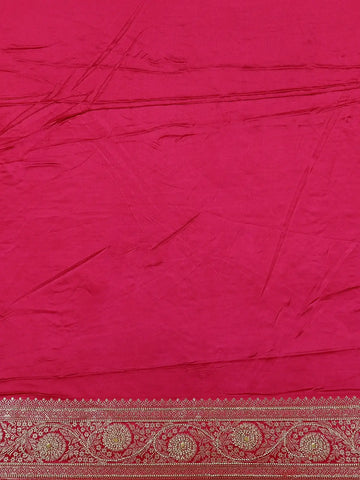 Pink Floral Weave and Stone Work Banarasi Silk Saree - Diadem