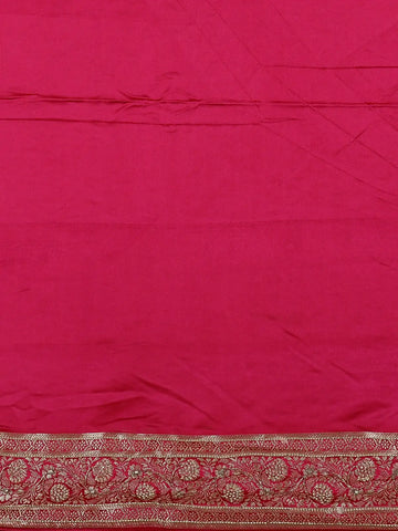 Pink Floral Weave and Stone Work Banarasi Silk Saree - Diadem