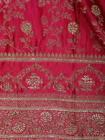 Pink Floral Weave and Stone Work Banarasi Silk Saree - Diadem