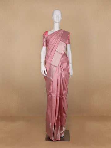 Pink Floral Woven Pure Kanchipuram Silk Saree - Diadem