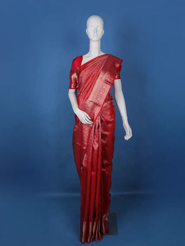 Pink Floral Woven Pure Kanchipuram Silk Saree - Diadem