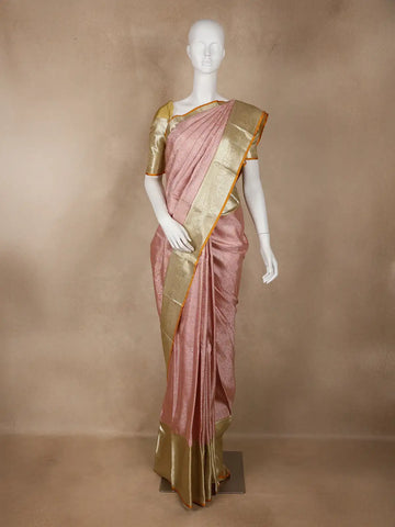 Pink Floral Woven Pure Kanchipuram Silk Saree - Diadem