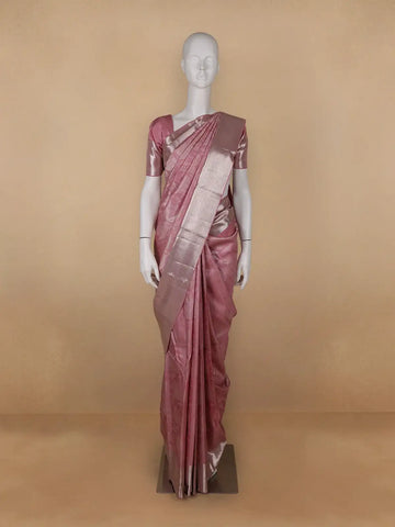 Pink Floral and leaf Woven Pure Kanchipuram Silk Saree - Diadem
