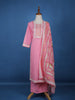 Pink Floral Designed Cotton Salwar Suit - Diadem