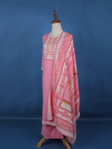 Pink Floral Designed Cotton Salwar Suit - Diadem