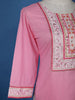 Pink Floral Designed Cotton Salwar Suit - Diadem
