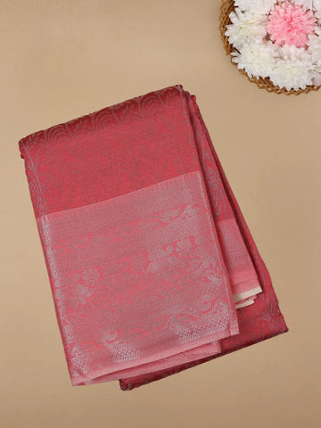 Pink Floral Designed Fancy Art Silk Saree - Diadem