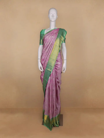 Pink Floral Woven Pure Kanchipuram Silk Saree - Diadem