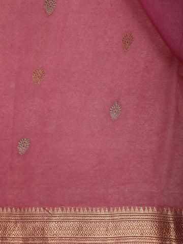 Pink Gold Zari Butta Organza Saree - Diadem