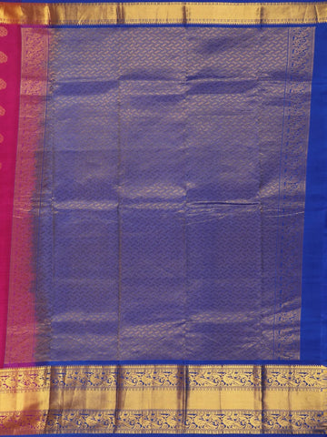 Pink Peacock And Tree Motif Pure Kanchipuram Silk Saree - Diadem