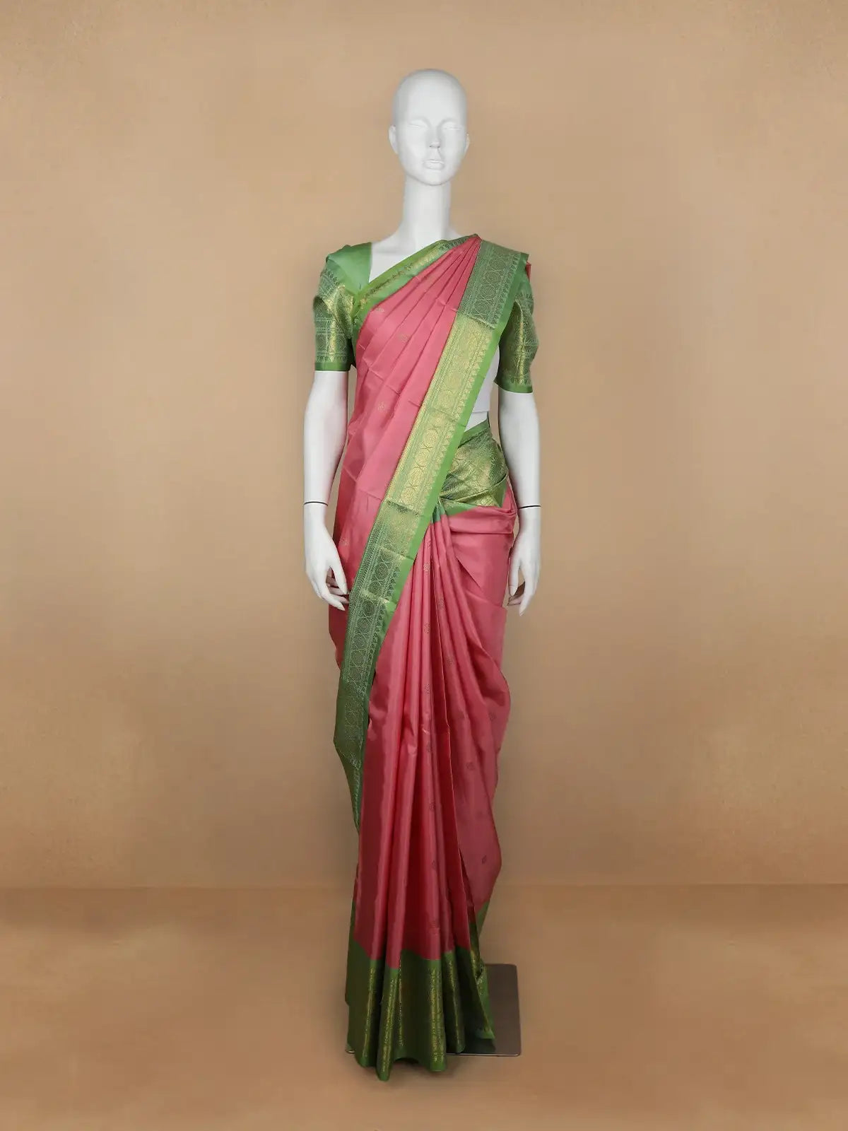Pink Peacock Woven Pure Kanchipuram Silk Saree - Diadem