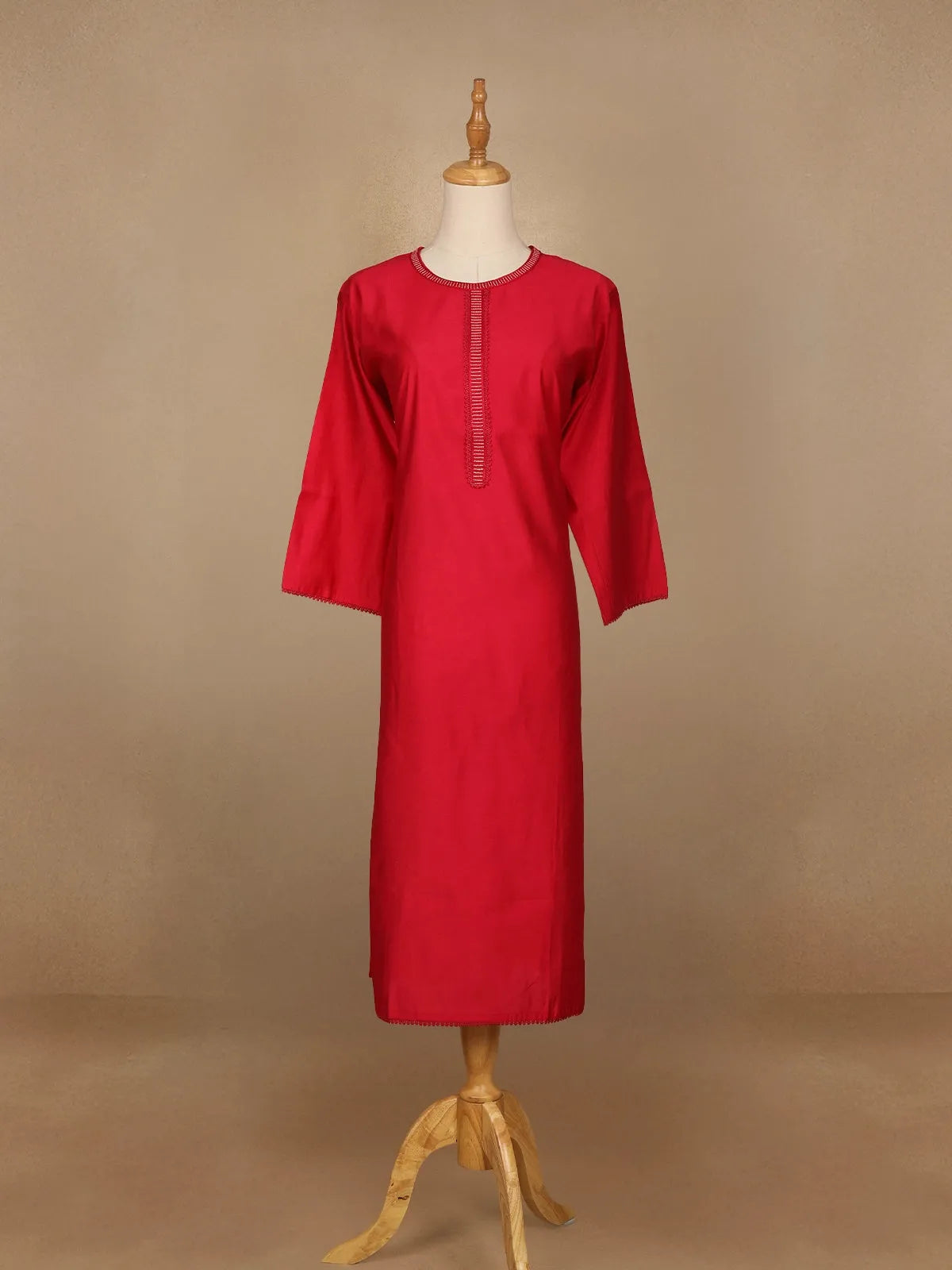 Pink Plain Cotton Rayon Kurti - Diadem