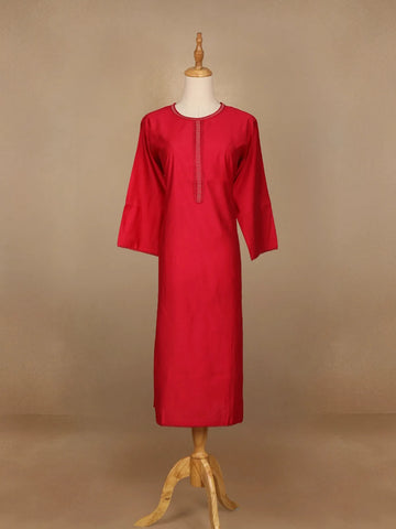 Pink Plain Cotton Rayon Kurti - Diadem