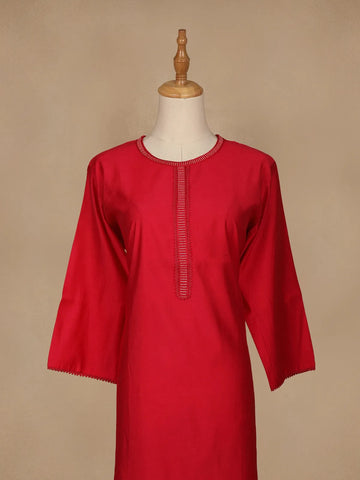 Pink Plain Cotton Rayon Kurti - Diadem