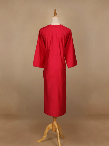 Pink Plain Cotton Rayon Kurti - Diadem