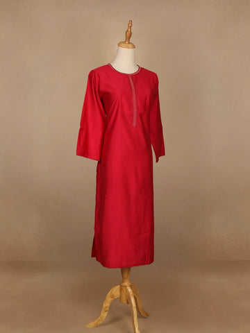 Pink Plain Cotton Rayon Kurti - Diadem