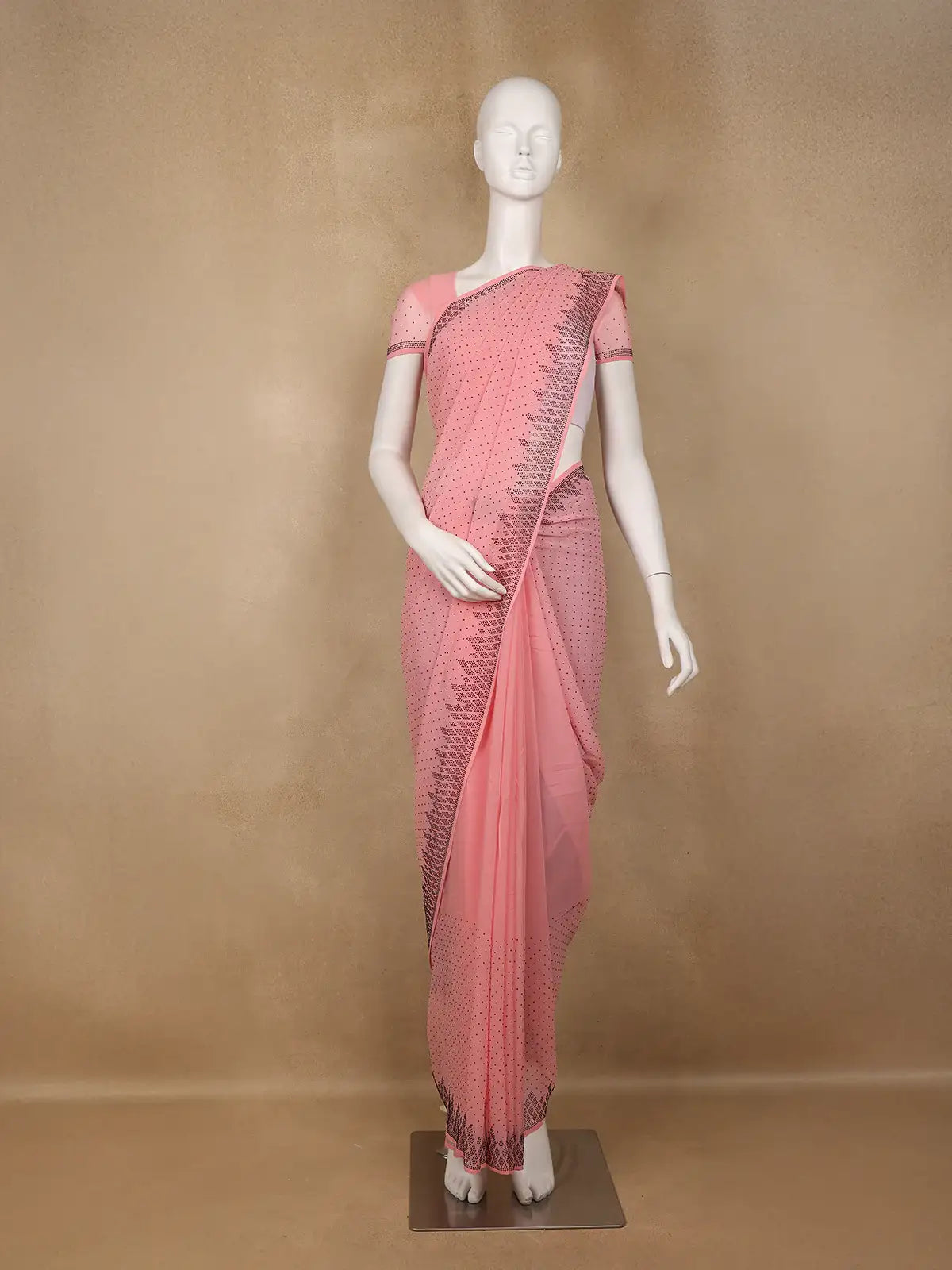 Pink Sequins Design Satin Saree - Diadem