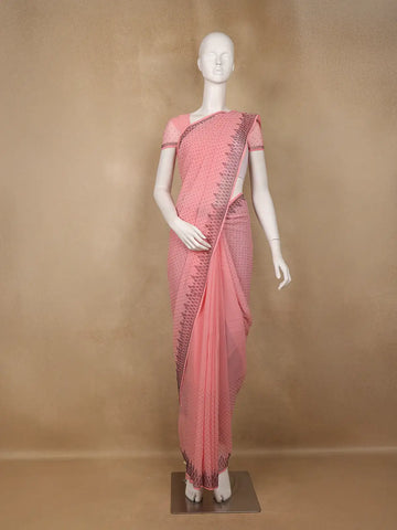 Pink Sequins Design Satin Saree - Diadem