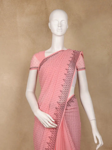 Pink Sequins Design Satin Saree - Diadem