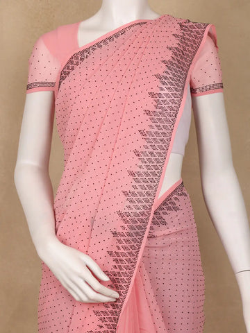 Pink Sequins Design Satin Saree - Diadem