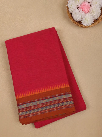 Pink Solid Cotton Fancy Saree - Diadem