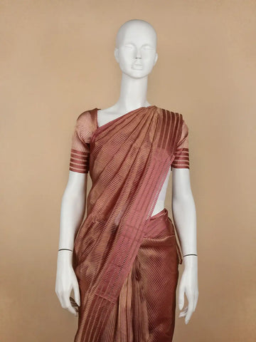 Pink Stripes Designed Organza Designer Saree - Diadem