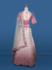 Pink and White Floral Embroidery Bridal Net Lehenga - Diadem