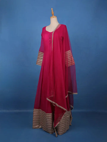 Pink panel Designed Anarkali Georgette Gown - Diadem