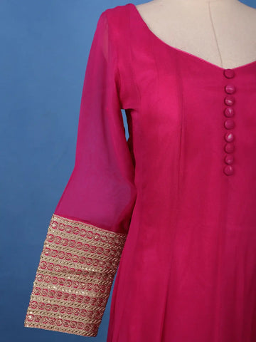 Pink panel Designed Anarkali Georgette Gown - Diadem