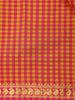 Pink and Yellow Checks Woven Pure Kanchipuram Silk Saree