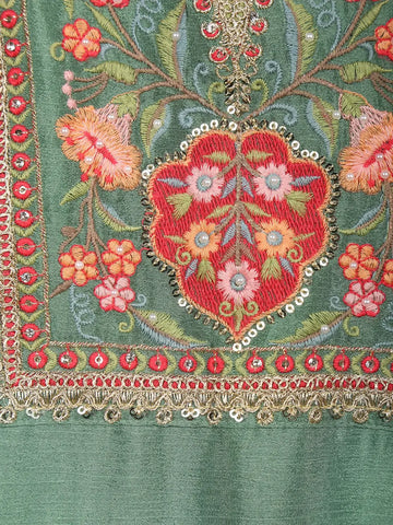 Pista Green Floral Design Georgette Palazzo Salwar Suit - Diadem