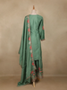 Pista Green Floral Design Georgette Palazzo Salwar Suit - Diadem
