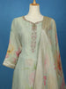 Pista Green Floral Design Organza Salwar Suit - Diadem