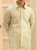 Pista Green Plain Semi Silk Full-Sleeve Shirt with Matching Dhoti Set - Diadem