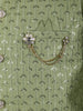 Pista Green Sequin Embroidered Brocade Kurta Pyjama - Diadem