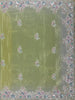 Pista Green Floral Designed Organza Designer Saree - Diadem