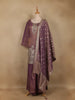 Plum Purple Dots Designed Banarasi Silk Palazzo Salwar Suit - Diadem